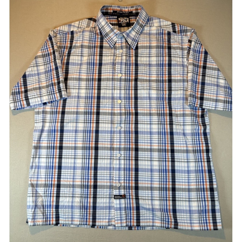 South Pole Men's Button Up Plaid Hexagon Product Authentic 2XL Y2K